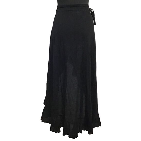 9Seed Resort Black High Low Ruffle Wrap Skirt Size Small - Picture 4 of 12
